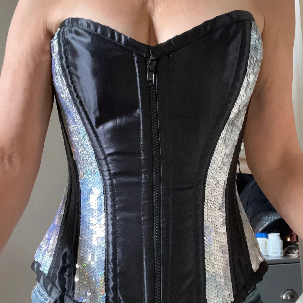 Burleska Silver Sequin Corset  Sz 22 2-4 - Picture 8 of 8